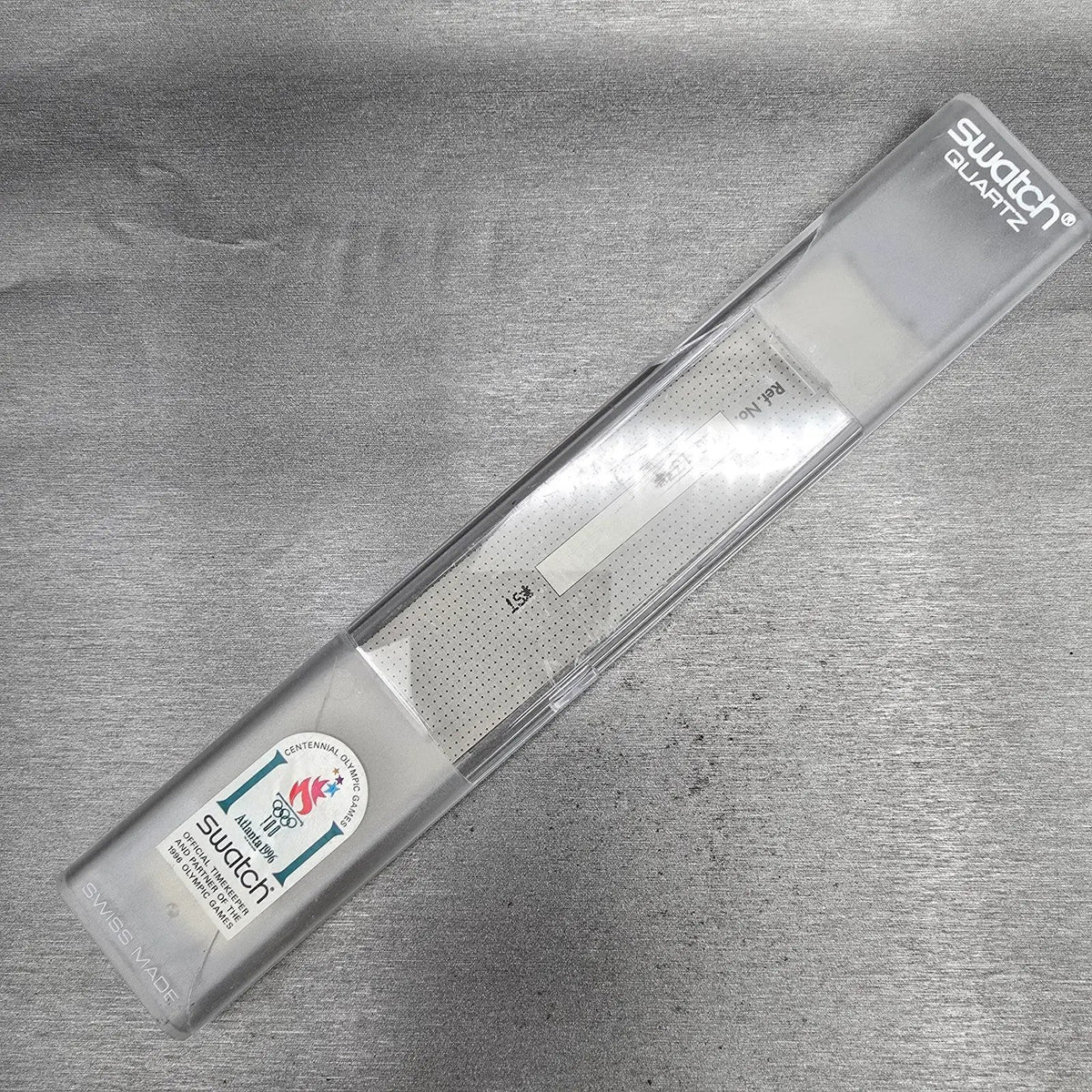Swatch Tai Sun Watch Men 34mm Silver Dial Green Case GG133 New Battery NOS17