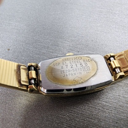 Seiko Tank Watch Women 13mm White Dial Gold Tone Rectangle 2e205010 New Battery9