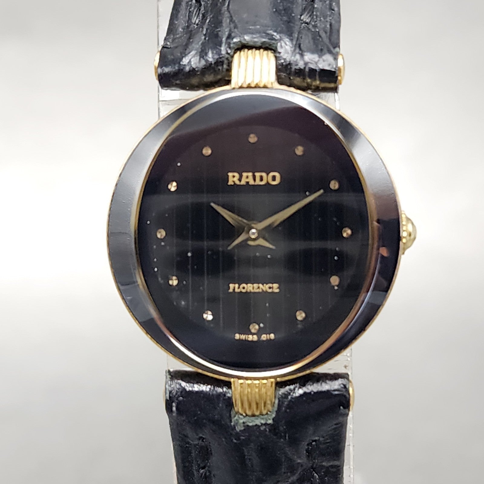 Rado Florence Watch Women 23mm Black Dial Gold Tone Oval 153.3695.2 New Battery1