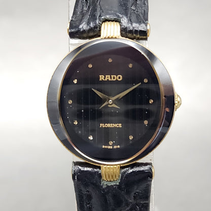 Rado Florence Watch Women 23mm Black Dial Gold Tone Oval 153.3695.2 New Battery1
