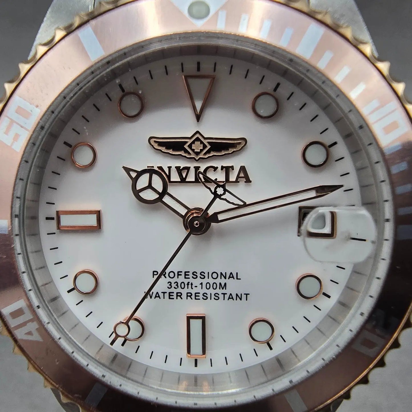 Invicta Dive Watch Women 34mm White Dial Two Tone Date Rose Gold 29193 NewBat1
