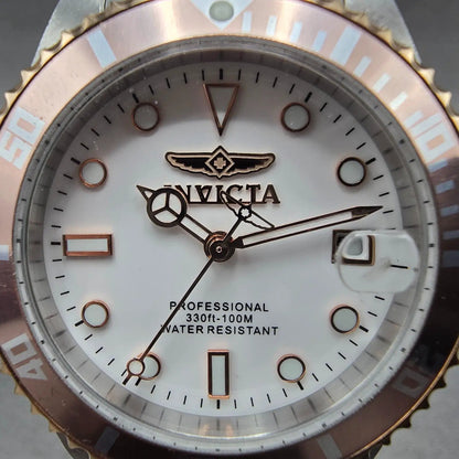Invicta Dive Watch Women 34mm White Dial Two Tone Date Rose Gold 29193 NewBat1