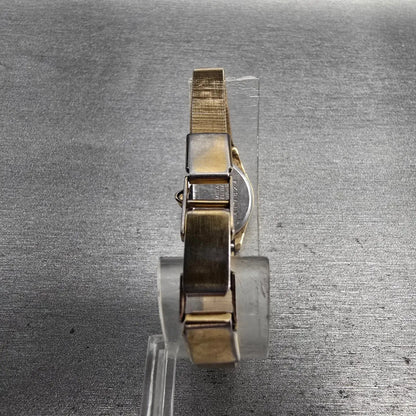 Seiko Watch Women 17mm Gold Dial Gold Tone Oval 5420-0029 New Battery Vintage L7
