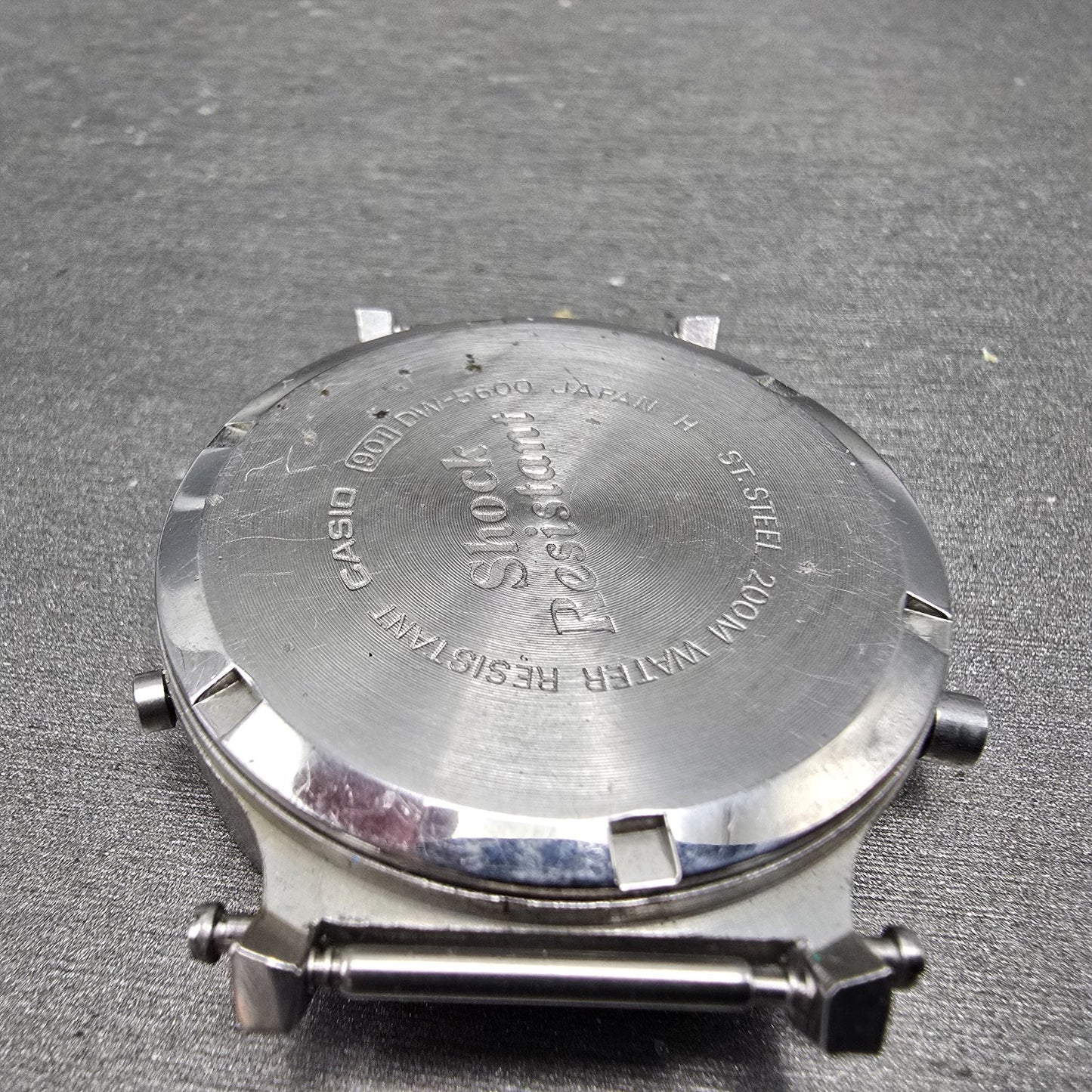 Casio DW-5600 Watch Men 38mm Silver Digital Alarm Chrono 901 New Battery VTG AB10