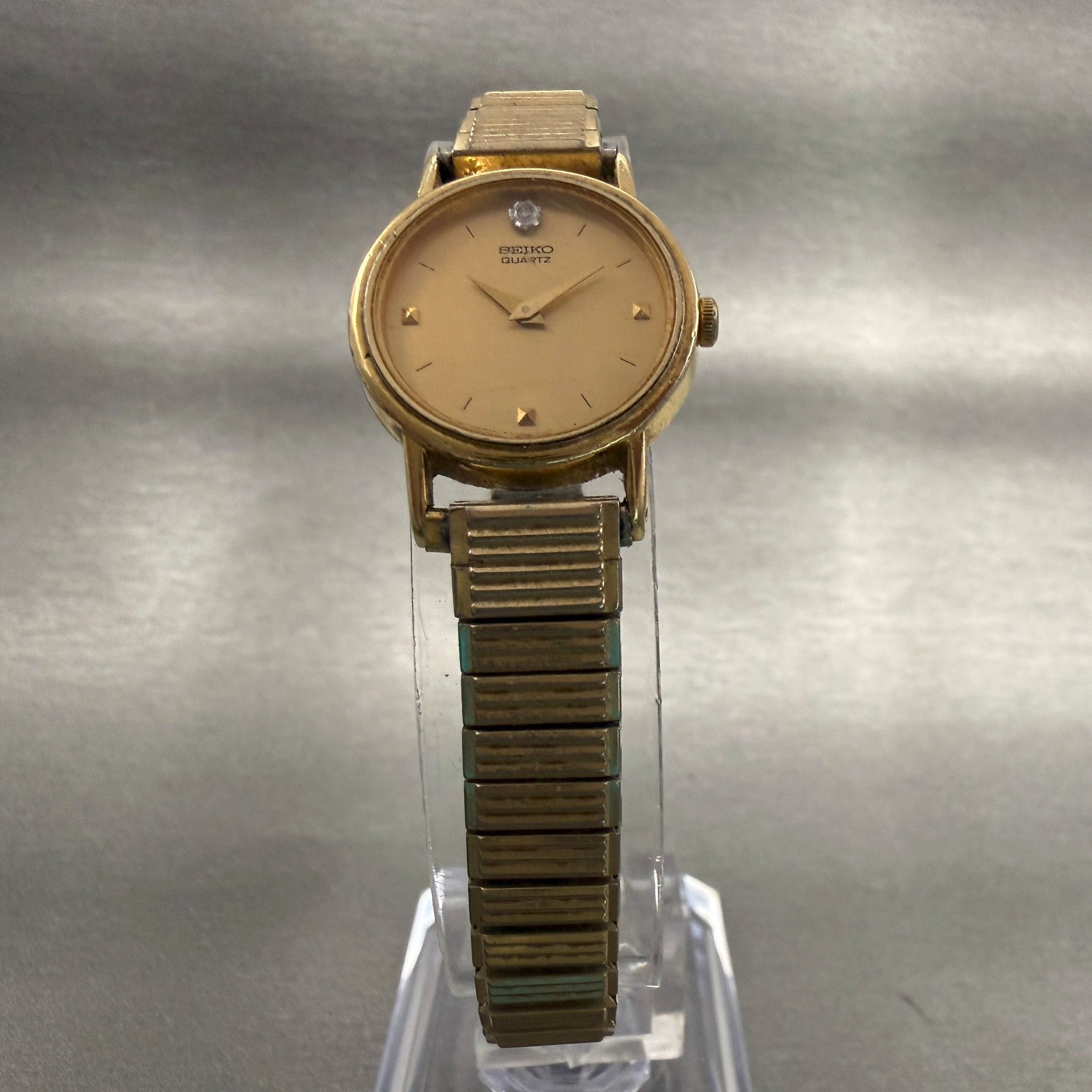 Seiko Watch Women 20mm Gold Dial Gold Tone Round 2C20-0359 Vintage New Battery5