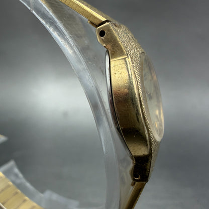 Seiko Watch Women 17mm Champagne DIla Gold Tone Round 2C20-0140 New Battery VTG3