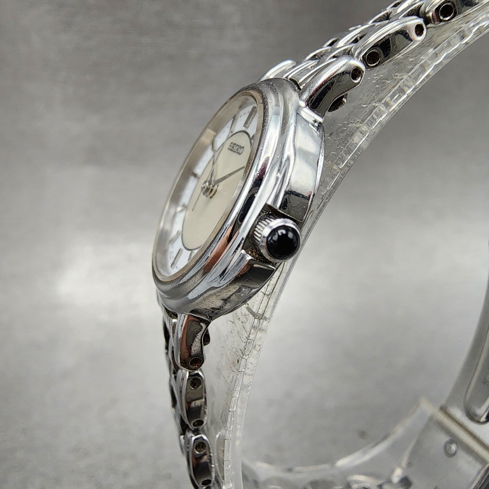 Seiko Watch Women 23mm MOP Dial Silver Tone Round 1f210m00 New Battery2