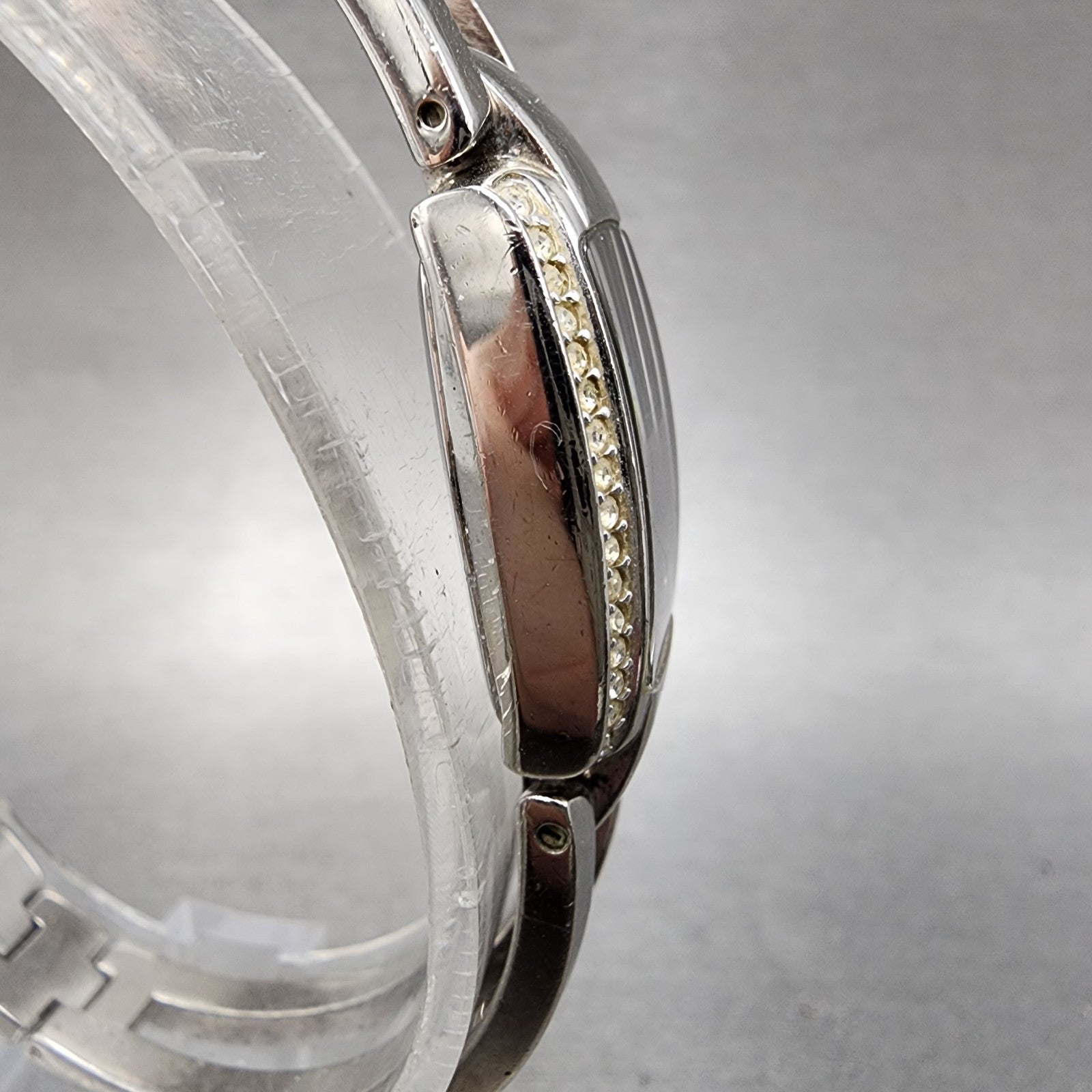 Bulova Tank Watch Women 17mm Black Dial Steel Rectangle Crystals 96T35 New Batt3