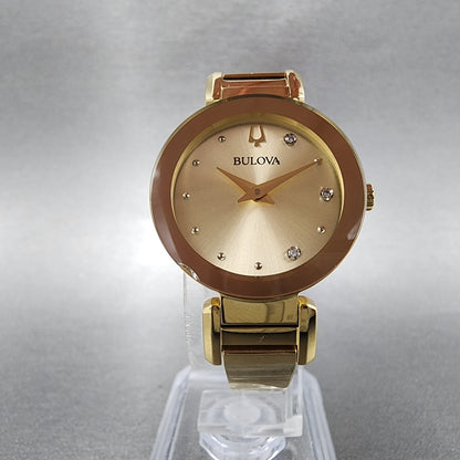 Bulova Marc Anthony Watch Women 26mm Champagne Dial Gold Tone Diamond Accents5