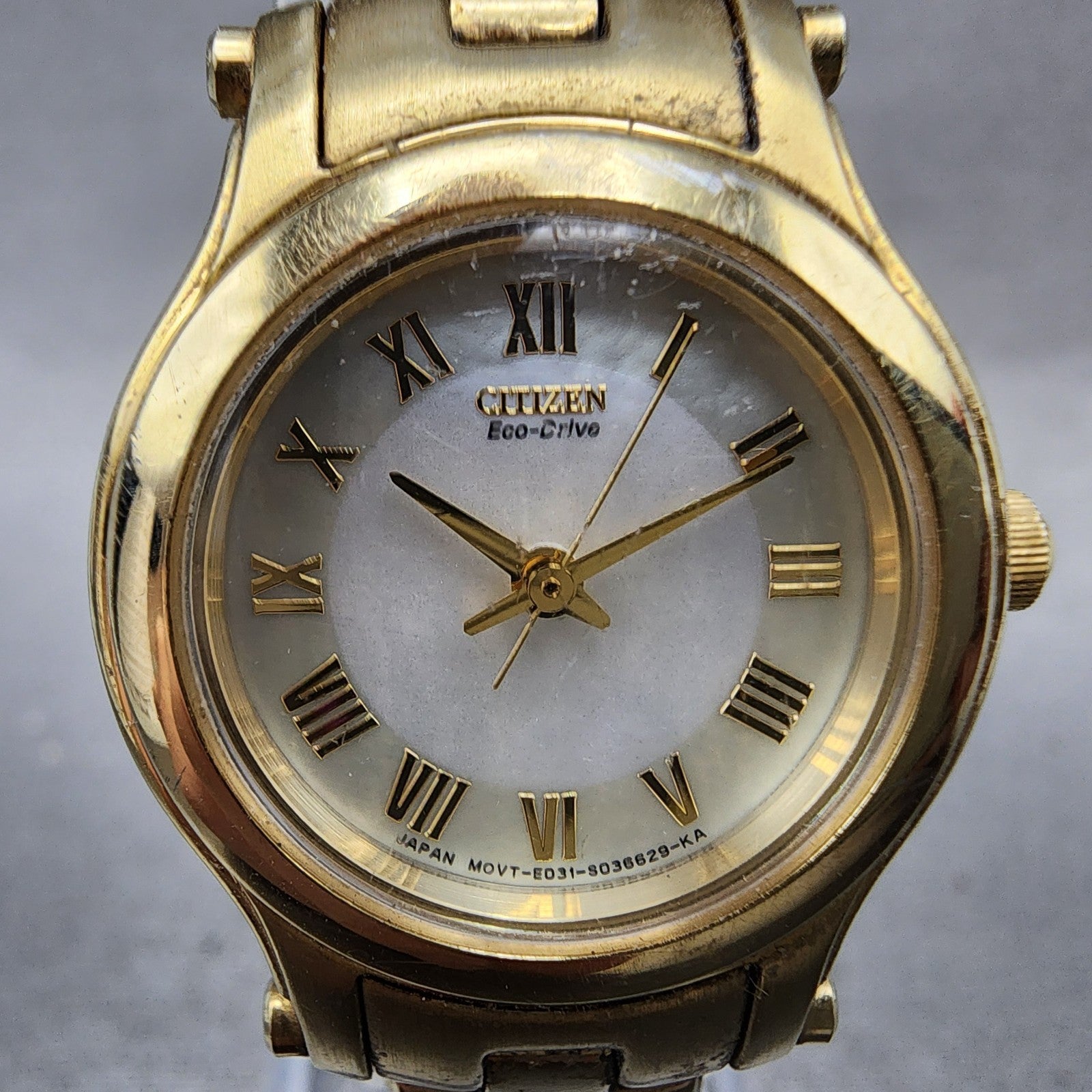 Citizen EcoDrive Watch Women 26mm MOP Dial Gold Tone Round Runs E031S0218211