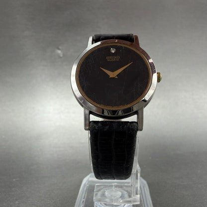 Seiko Watch Women 25mm Black Dial Black Tone Round 1N00-0C99 New Battery VTG GH5