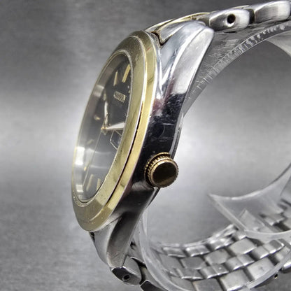 Citizen Eco-Drive Watch Men 35mm Black Dial Two Tone Daydate E100-K003091 Runs Q2