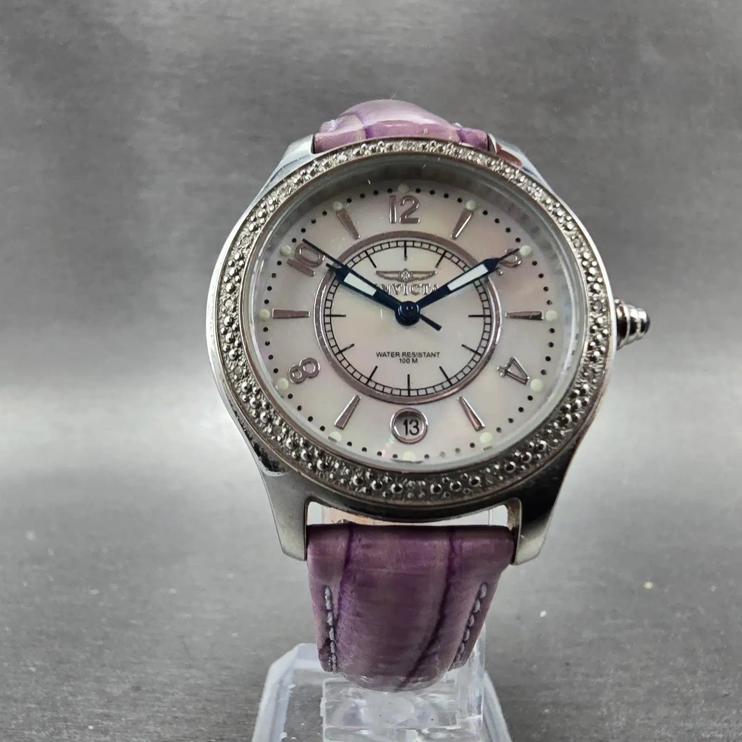 Invicta Watch Women 33mm MOP Dial Silver Tone Date Round 5992 New Battery5