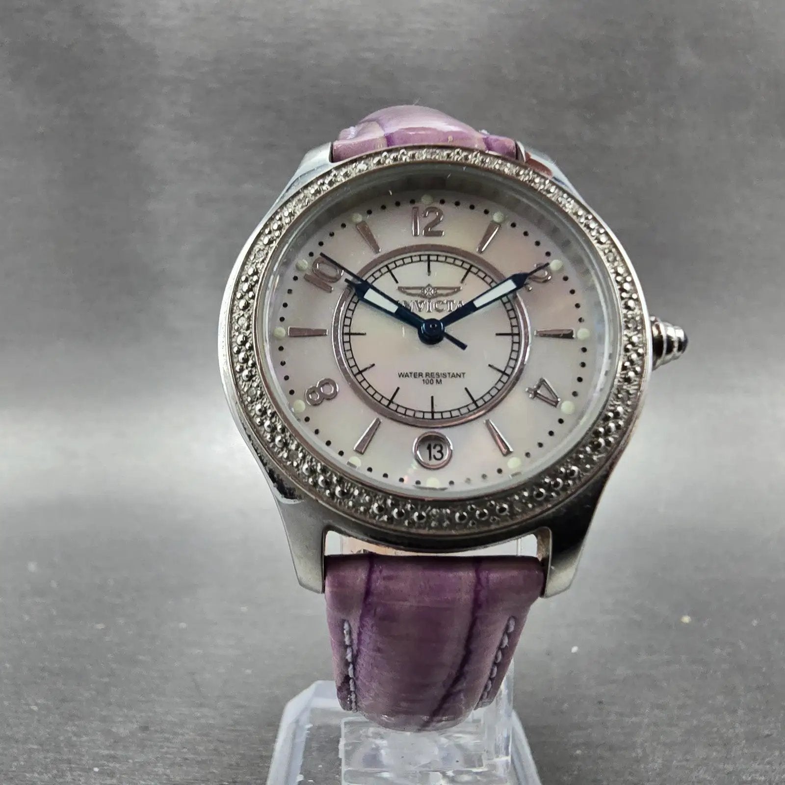 Invicta Watch Women 33mm MOP Dial Silver Tone Date Round 5992 New Battery5