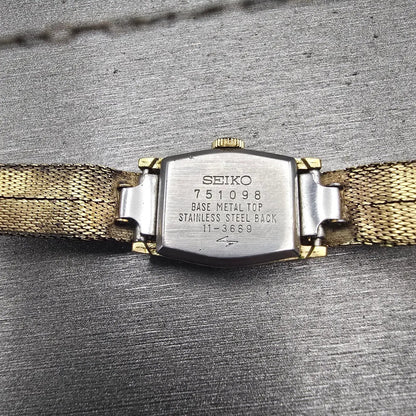 Seiko Watch Women 16mm Bronze Dial Gold Tone Rectangle 11-3669 Manual Wind Works11