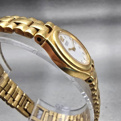 Seiko Watch Women 18mm White Dial Gold Tone Oval 1N00-5C70 New Battery Vintage3