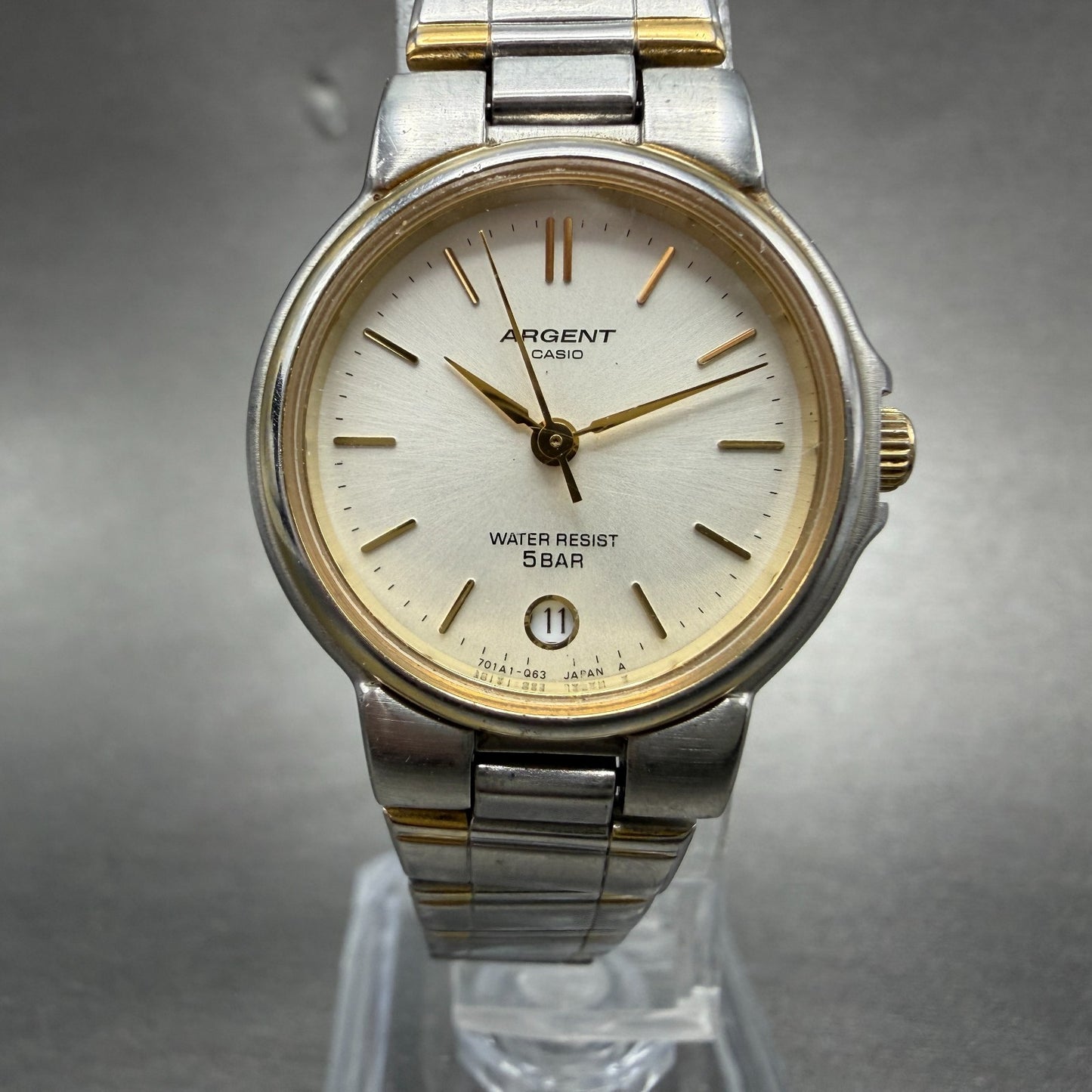 Casio Argent Watch Women 25mm Silver Dial Two Tone Date Round LTW-59 New battery0