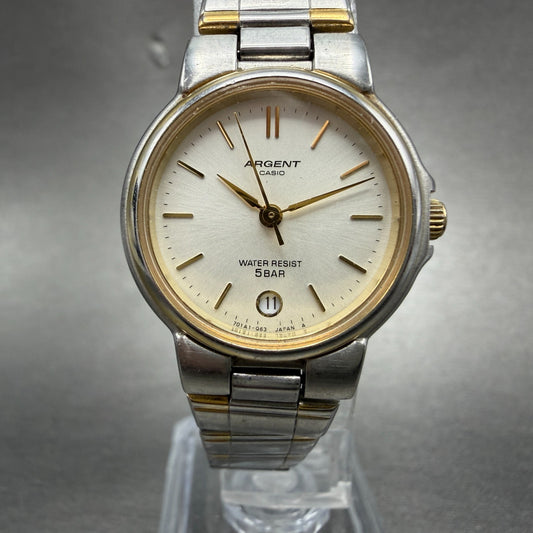 Casio Argent Watch Women 25mm Silver Dial Two Tone Date Round LTW-59 New battery0