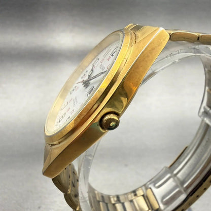 Pulsar Railroad Approved Watch Men 36mm White Dial Gold Daydate V733-9A40 NewBat2