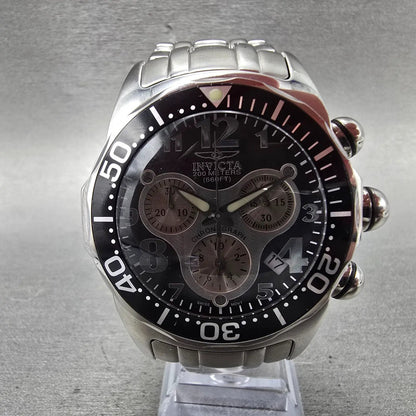 Invicta Pro Diver Chronograph Watch Men 45mm Black Dial Silver Tone Date New Bat0