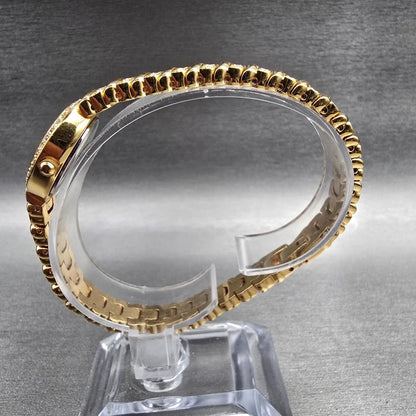 Bulova Watch Women 17mm White Dial Gold Tone Oval Gemmed 97V23 New Battery6