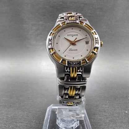 Wittnauer Laureate Watch Women 25mm White Dial Two Tone Date Round New Battery5