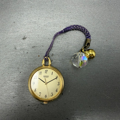 Seiko Pocket Watch Women 27mm Champagne Dial Gold Tone 2C21-0300 New Battery0
