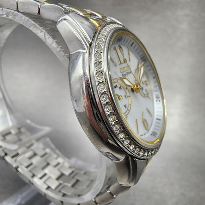 Citizen EcoDrive Watch Women 32mm MOP Dial Two Tone Daydate Round 8635 Runs3