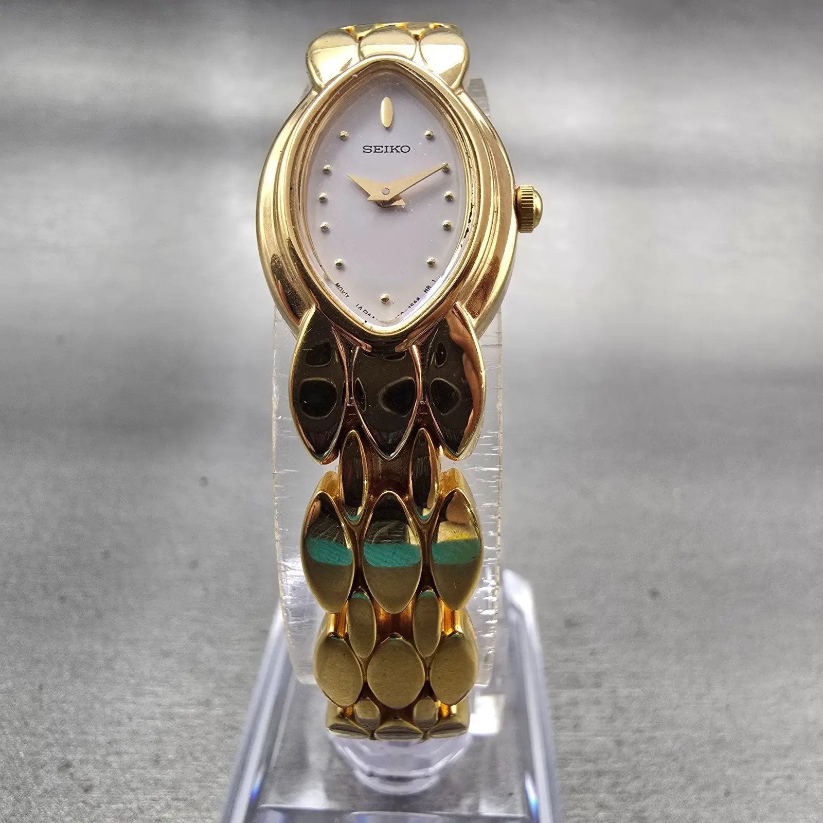 Seiko Watch Women 16mm White Dial Gold Tone Oval Y150-5P00 New Battery Vintage5