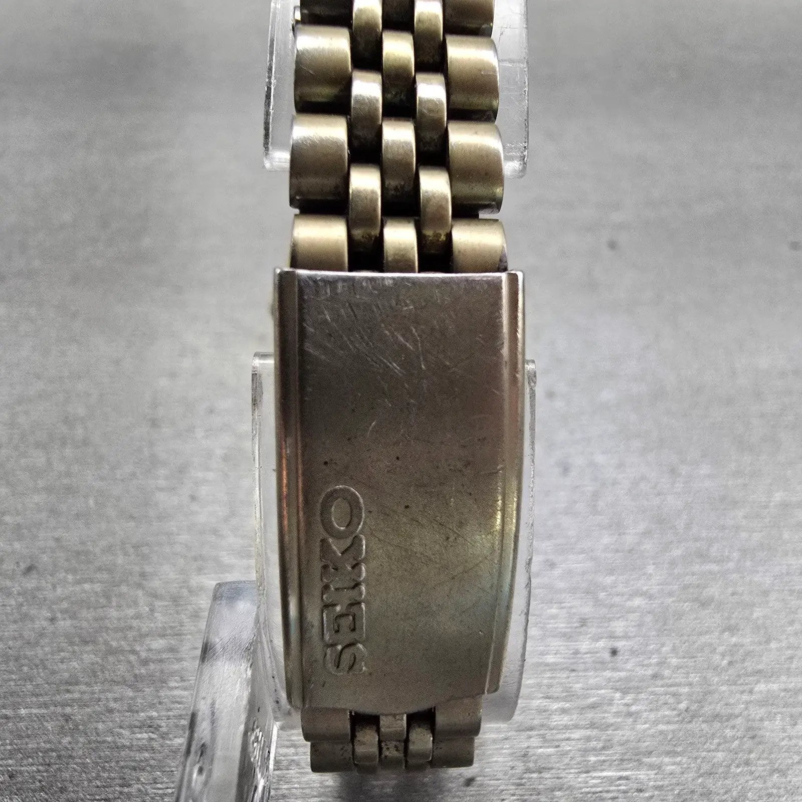 Seiko Watch Women 24mm Gold Dial Gold Tone Daydate Round 7N83-0049 New Battery7