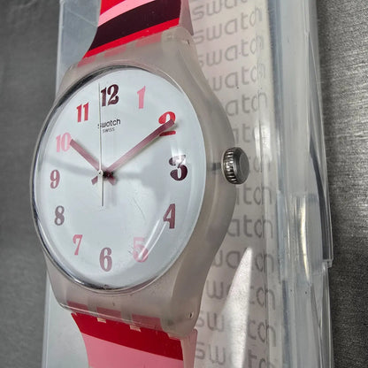 Swatch Tramonto Occaso Watch Men 41mm White Dial Clear Case SUOK138 New Battery4