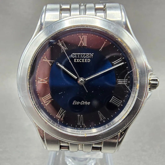 Citizen Eco-Drive Exceed Watch Men 35mm Blue Dial Steel Round A730-H12557 Runs0