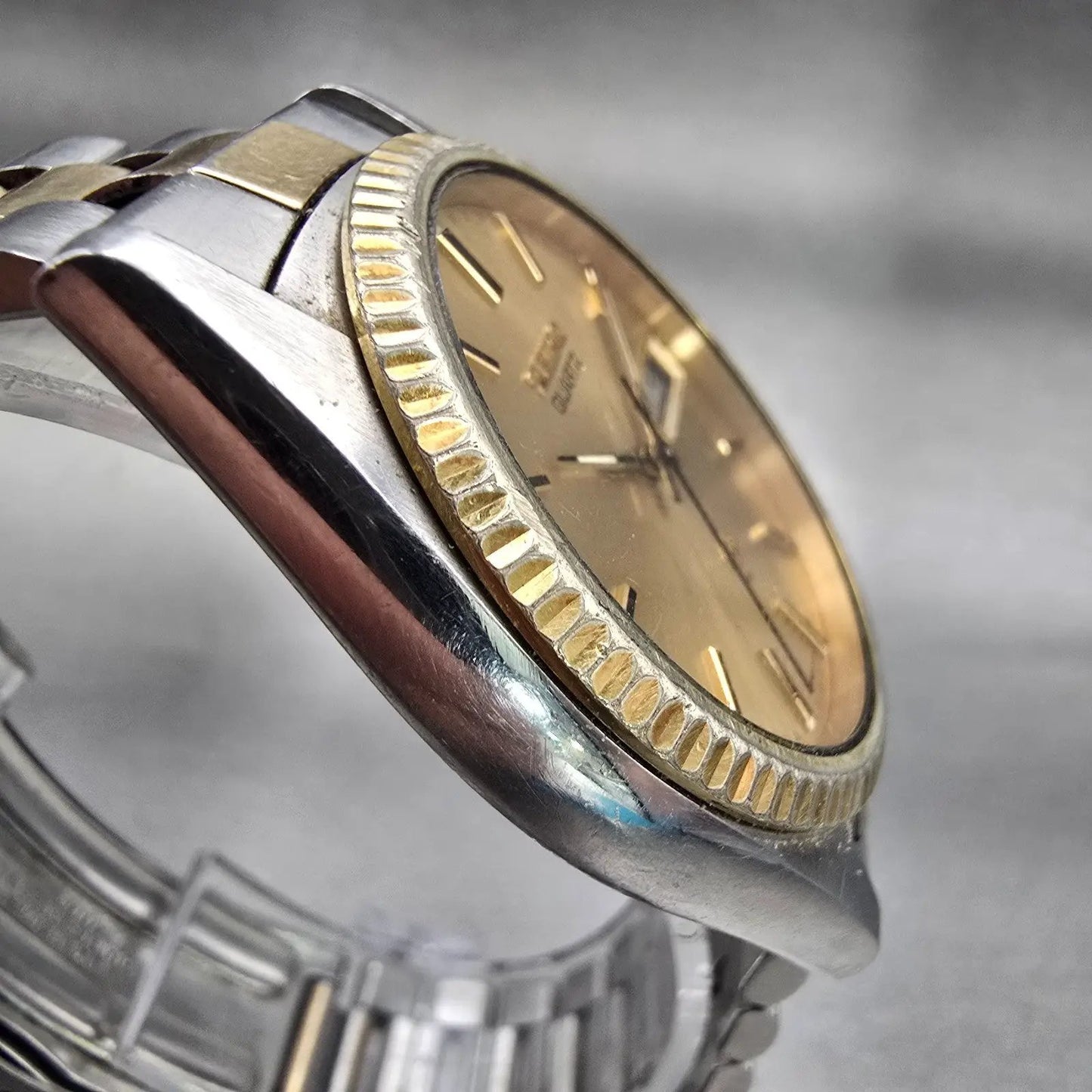Seiko President Watch Men 36mm Gold Dial Two Tone Daydate 7123-8050 New Battery3