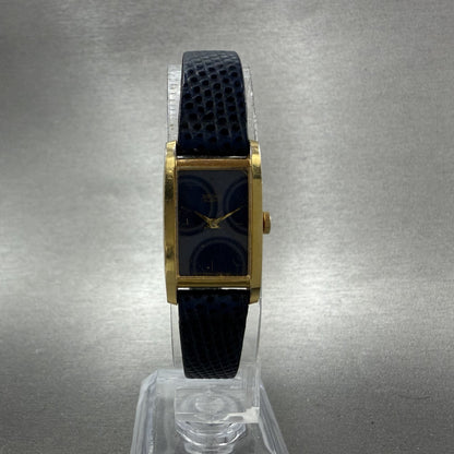 Seiko Tank Watch Women 15mm Blue Dial Gold Tone Rectangle 4N005369 New Battery5