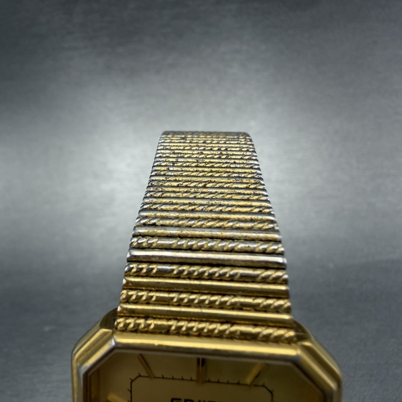 Gruen Precision Tank Watch Men 28mm Gold Dial Gold Tone Octagon New Battery VTG4