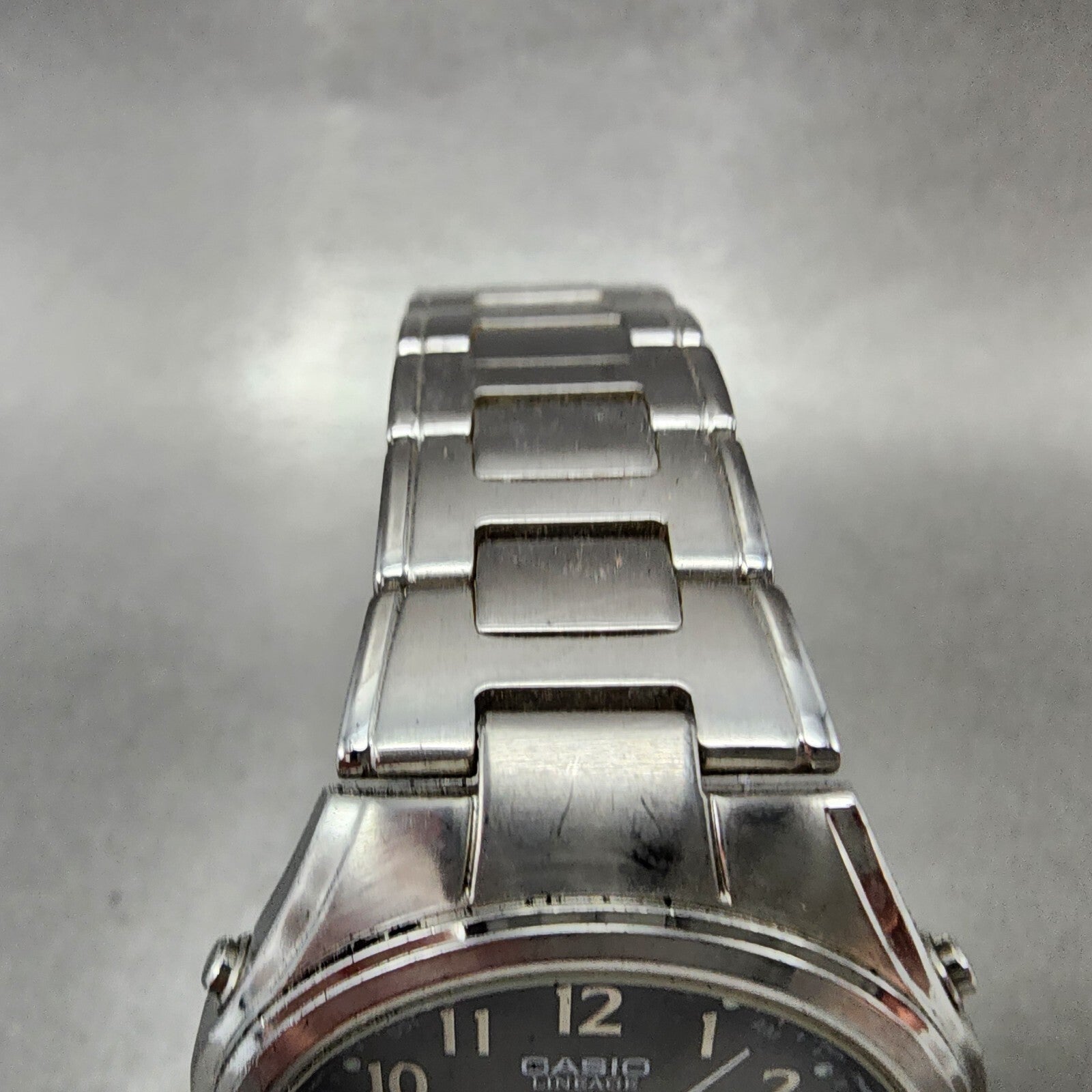 Casio Lineage Watch Men 38mm Black Dial Steel Date Atomic Solar World Time Runs4