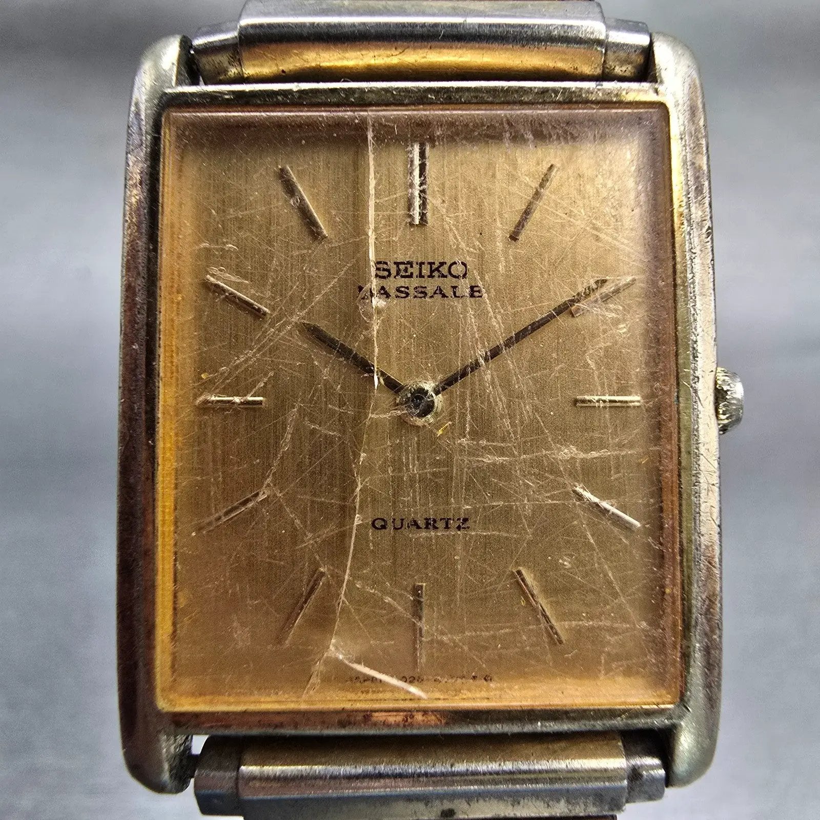 Seiko Lassale Watch Men 25mm Gold Dial Gold Tone VTG 6020-5059 New Battery READ1