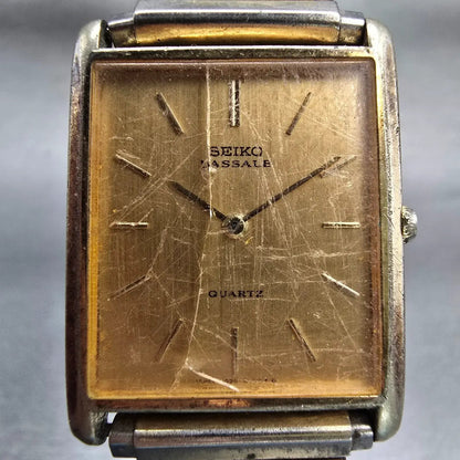 Seiko Lassale Watch Men 25mm Gold Dial Gold Tone VTG 6020-5059 New Battery READ1