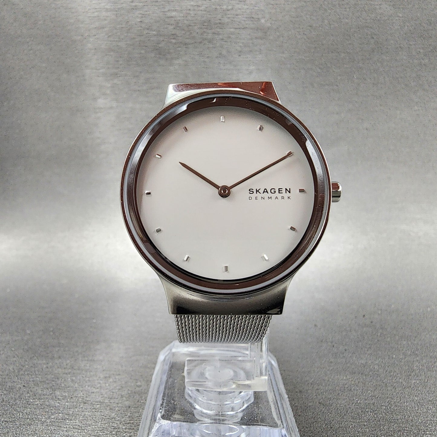 Skagen Freja Watch Women 34mm White Dial Steel Round Mesh Band SKW2823 NWT6