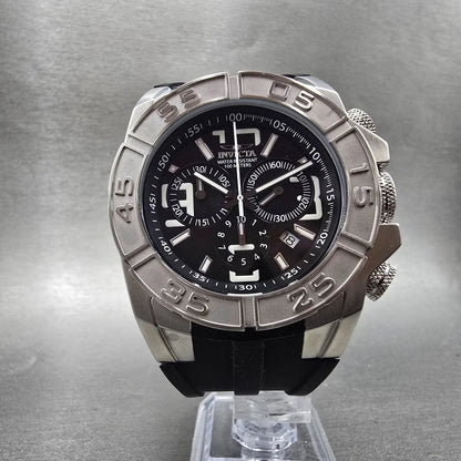 Invicta Chronograph Dive Watch Men 44mm Black Dial Silver Tone 1608 New BatteryL6