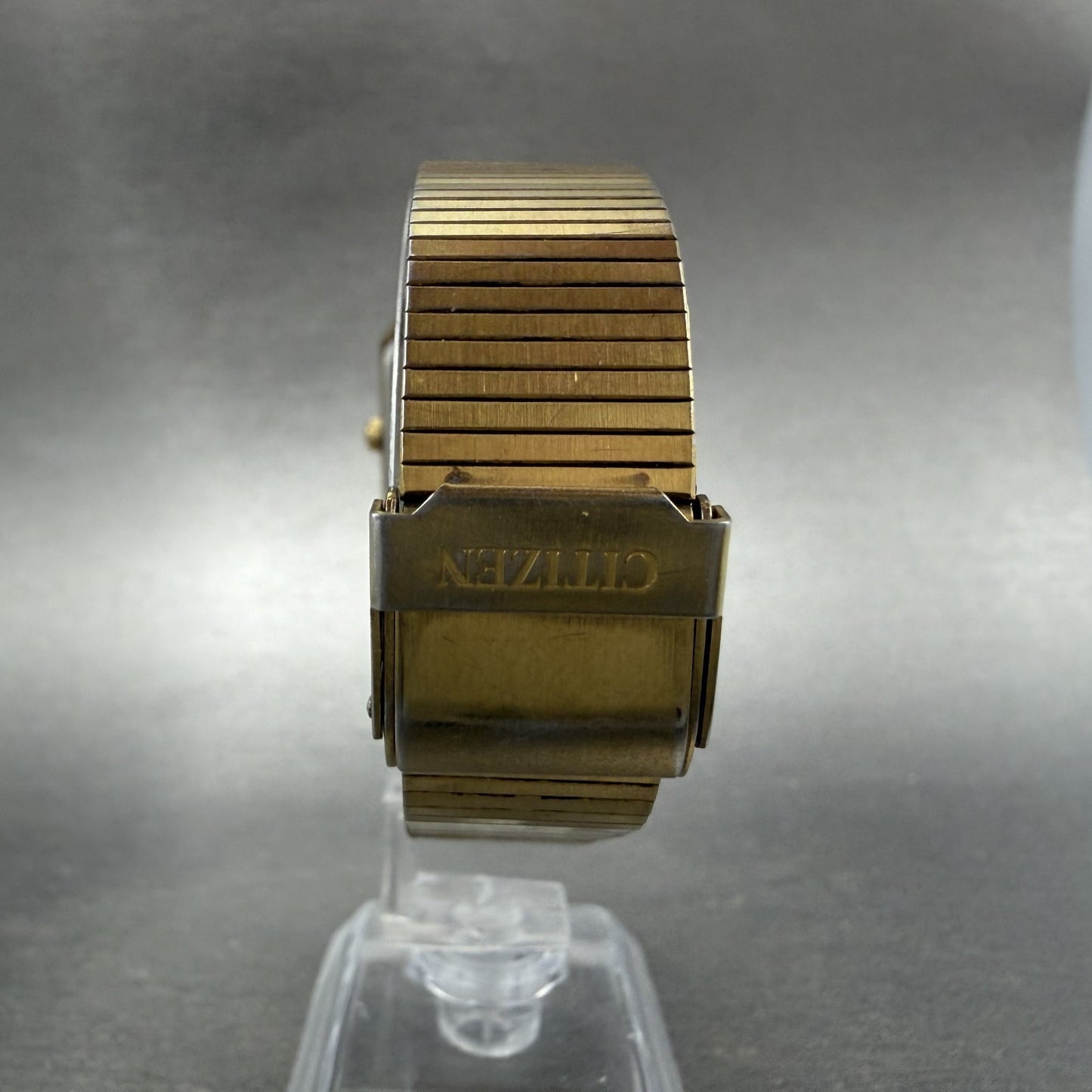Citizen Tank Watch Men 25mm Champagne Dial Gold Tone 4031-892658 New Battery abs7