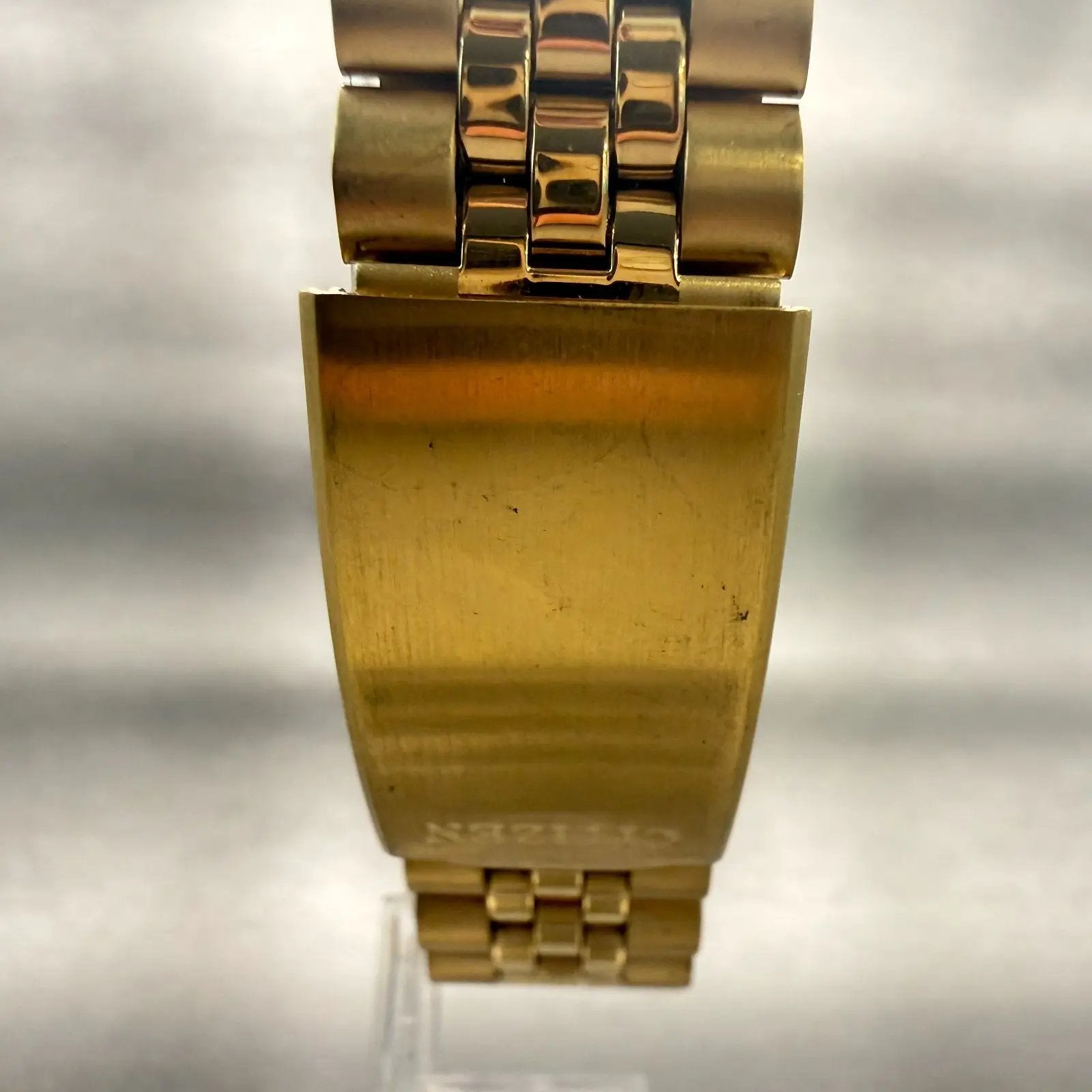 Citizen CQ Watch Men 35mm Blue Dial Gold Tone Daydate Round 1102-R12543 New Batt7