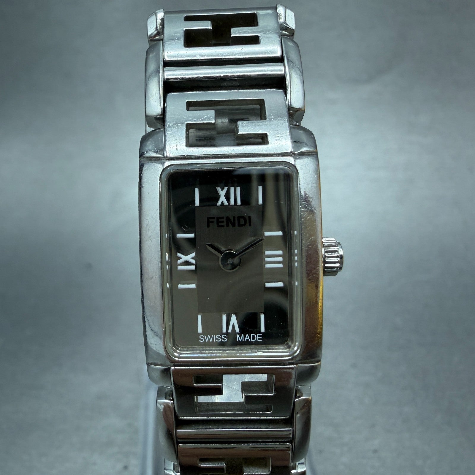 Fendi 1200L Tank Watch Women 16mm Silver Dial Steel Rectangle New Battery W/Box2