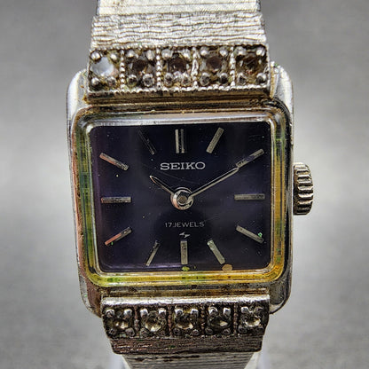 Seiko Tank Watch Women 17mm Purple Dial Silver Tone 213141 Manual PARTS2