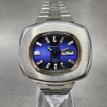 Citizen Cosmostar V2 Watch Women 33mm Blue Dial Steel Daydate Rectangle Runs0