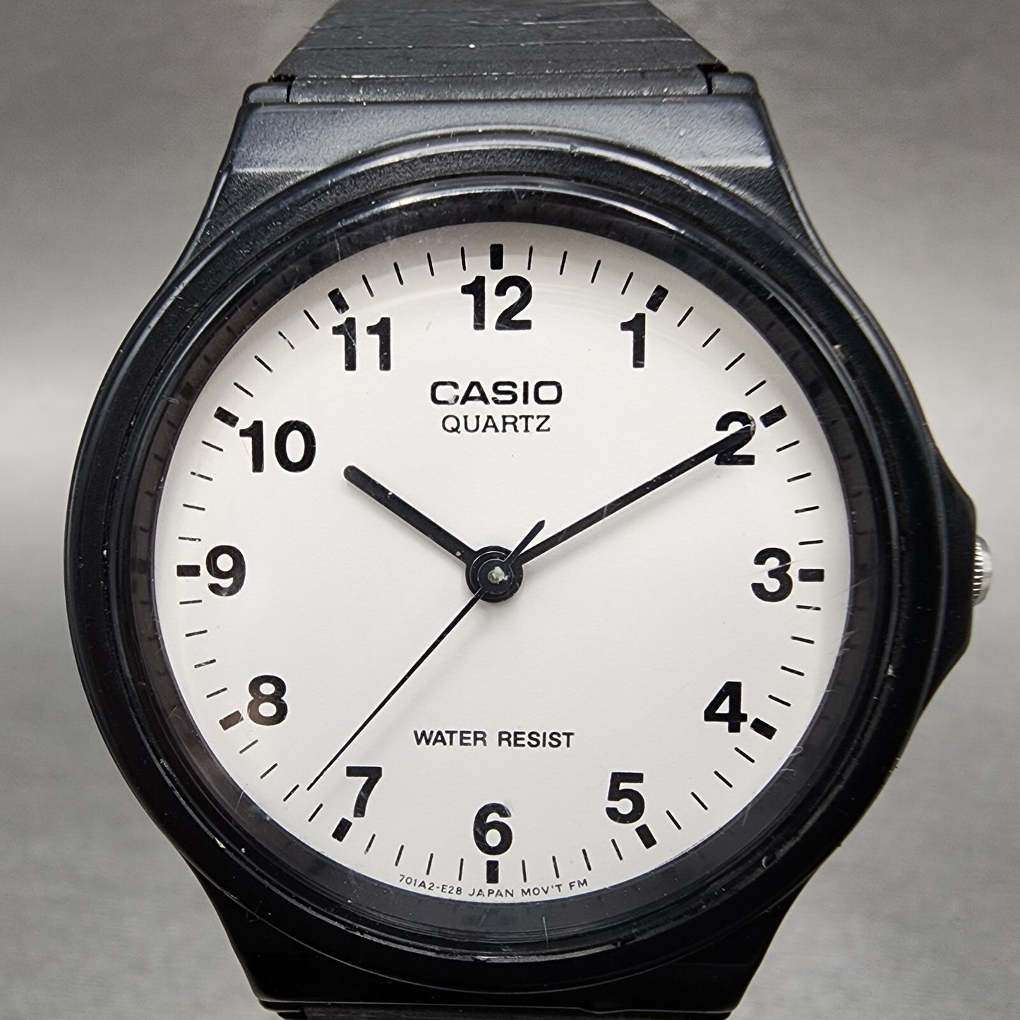 Casio MQ24 Watch Men 34mm White Dial Black Tone Round Resin Band New Battery1