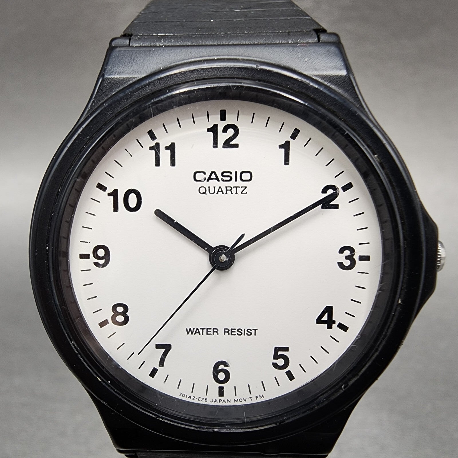Casio MQ24 Watch Men 34mm White Dial Black Tone Round Resin Band New Battery1