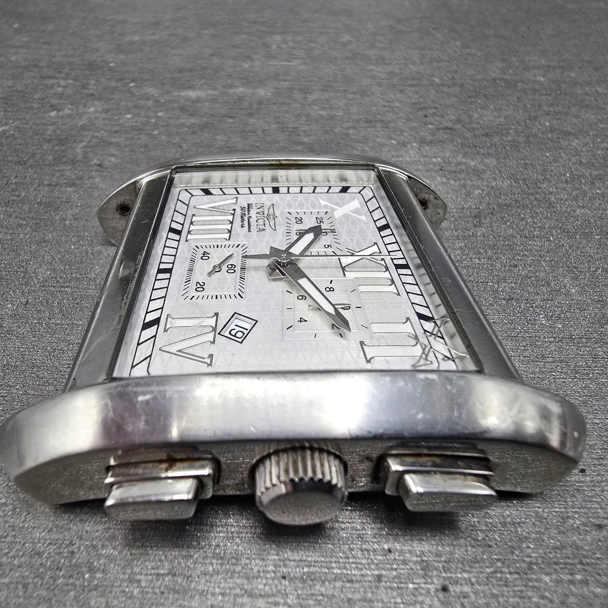 Invicta Chronograph Watch Men 41mm White Dial Steel Date 2489 Rectangle READ!!!!5