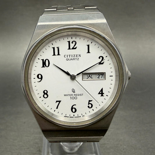 Citizen CQ Watch Men 36mm White Dial Steel Daydate READ!!!! 3800-451261 New Batt0