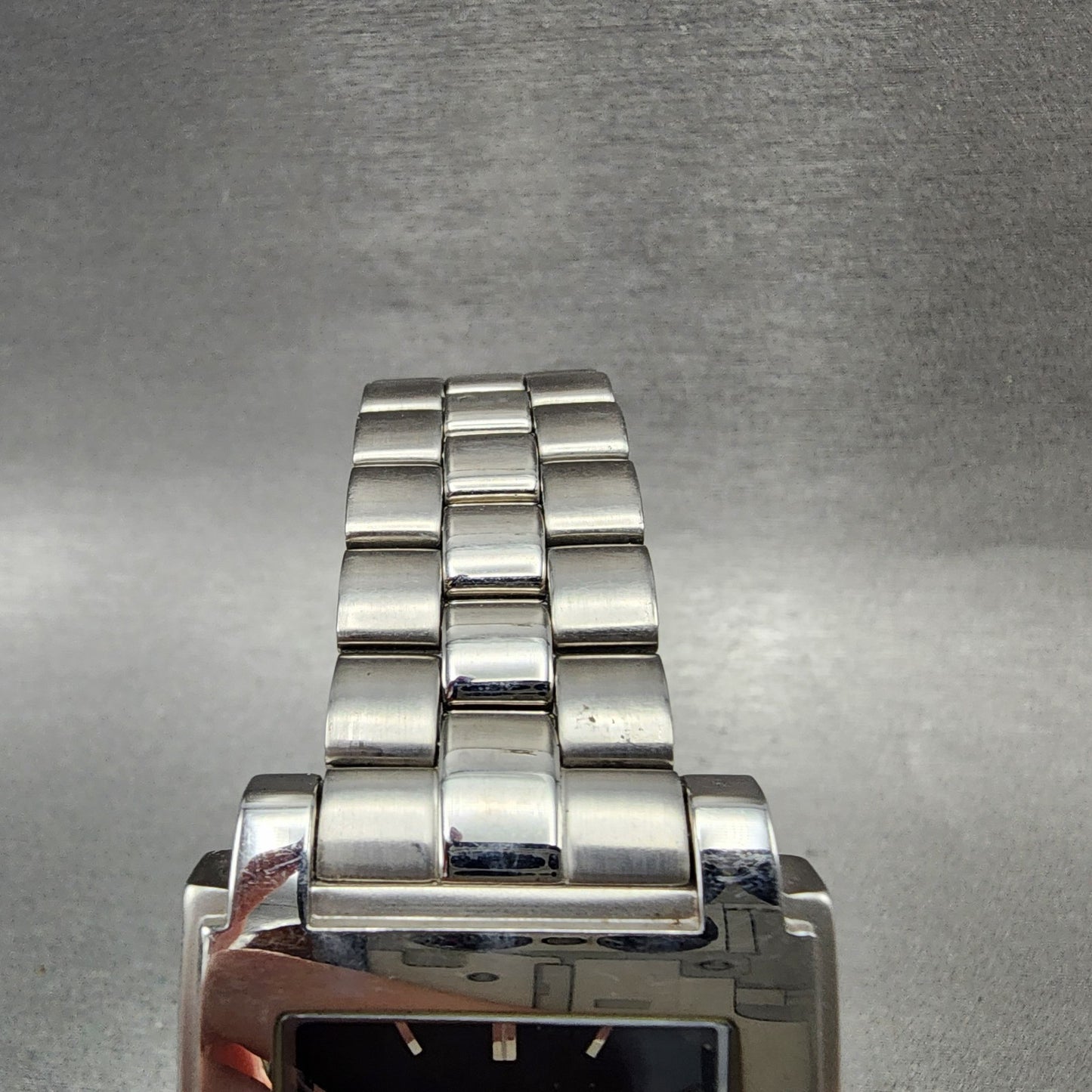 Fossil Tank Watch Men 29mm Black Dial Silver Tone Date Rectangle New Battery4